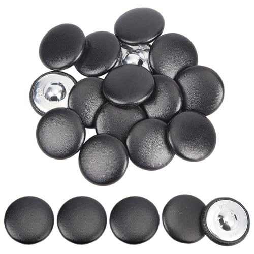 NBEADS 30 Stück PU Leder überzogene Knöpfe, 2.85cm Metall Schaft Runde Knöpfe Aus Kunstleder für Stricken Polstermöbel Tufting DIY Handarbeit, Schwarz von nbeads