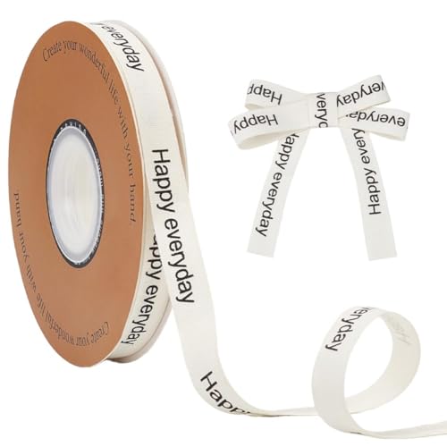 NBEADS 30 Yards Baumwollband Mit Fischgrätenmuster, 13mm Happy Everyday Bänder Mit Wortdruck Zum Verpacken von Geschenken Schleifen Basteln von Geburtstags Und Weihnachtsdekorationen NBEADS 30 Yards Baumwollband Mit Fischgrätenmuster, 13mm Happy Everyday Bänder Mit Wortdruck Zum Verpacken von Geschenken Schleifen Basteln von Geburtstags Und Weihnachtsdekorationen von nbeads