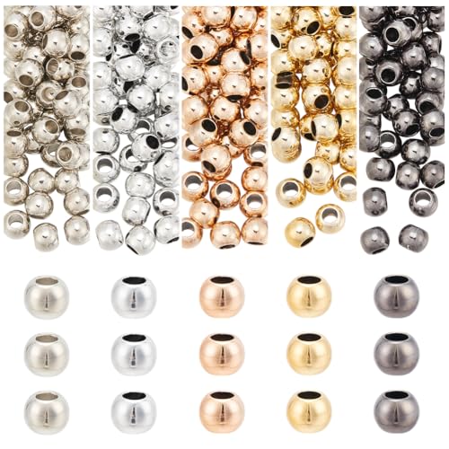 NBEADS 300 Stk. Großes Loch Kunststoff-Perlen, 10x8mm Rondelle Europäische Perlen Glatte Lose Kugel Perlen für DIY Armband Halskette Schmuckherstellung, Loch: 4.5-5mm von nbeads