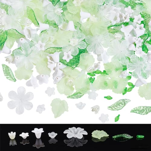 NBEADS 300 Stück Acryl-Perlen-Set, 1-2mm Loch Acryl Blumen- Und Blattperlen DIY Schmuck Perlenkappen ABS Kunststoff Perlen Für Armband Halskette Schmuckherstellung, Grün NBEADS 300 Stück Acryl-Perlen-Set, 1-2mm Loch Acryl Blumen- Und Blattperlen DIY Schmuck Perlenkappen ABS Kunststoff Perlen Für Armband Halskette Schmuckherstellung, Grün von nbeads