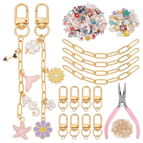 NBEADS 326 Stück DIY Schlüsselanhänger Bausatz, Schlüsselanhänger Clip Ringe Charm Set In Großpackung Charm Clips Mit Schlüsselring Drehbarer Biegeringe Verlängerungsketten Für DIY Handwerk von nbeads