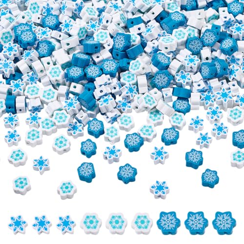 NBEADS 330 Stück 3 Stilen Schneeflockenperlen, Weihnachtsperlen Aus Polymer Ton Süß Blau Weiß Weihnachtlich Flach Lose Abstandshalter Für Schmuckherstellung DIY Armband Halskette Bastelzubehör NBEADS 330 Stück 3 Stilen Schneeflockenperlen, Weihnachtsperlen Aus Polymer Ton Süß Blau Weiß Weihnachtlich Flach Lose Abstandshalter Für Schmuckherstellung DIY Armband Halskette Bastelzubehör von nbeads