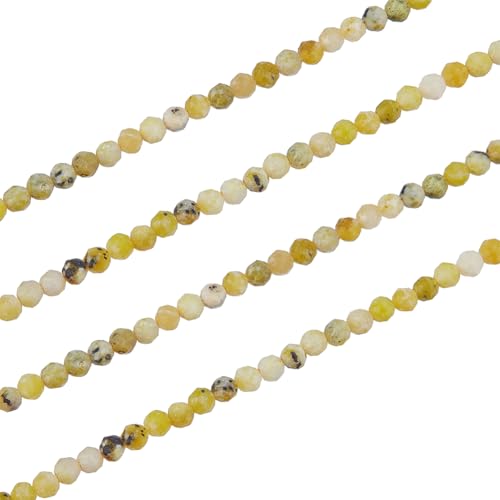 NBEADS 340 Stück 2~2.5 mm Natürliche Jaspis perlen, Runde Facettierte Natürliche Lose Edelsteinperlen Zitronengelbe Zwischensteinperlen Für DIY-Armbänder, Halsketten, Schmuckherstellung von nbeads