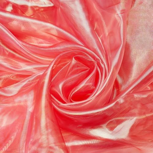 NBEADS 3m Gradient Organza Spitzenstoff, Schillerner Stoff Magischer Spitzenstoff Holographischer Stoff für Hochzeitskleid Vorhang Hintergrund DIY Supplies Decor, 1.5m Breit, Licht Lachs von nbeads