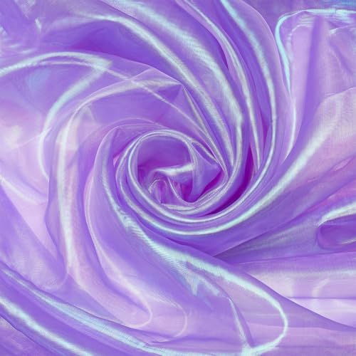NBEADS 3m Gradient Organza Spitzenstoff, Schillerner Stoff Magischer Spitzenstoff Holographischer Stoff für Hochzeitskleid Vorhang Hintergrund DIY Supplies Decor, 1.5m Breit, Medium Lila von nbeads