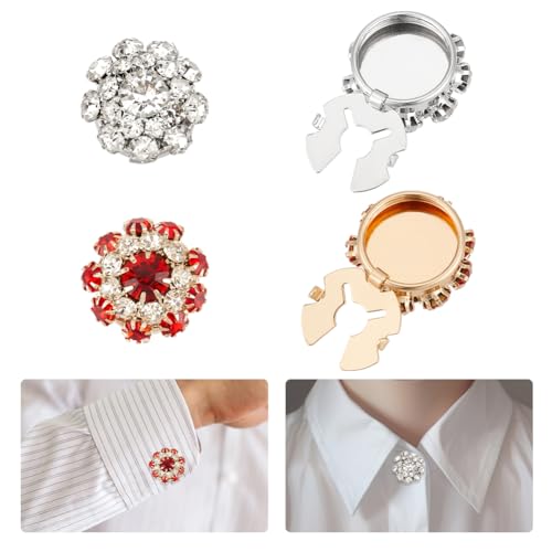NBEADS 4 Stk. 2 Farben Strass Knöpfe Abdeckung, 21mm Abnehmbare Blume Ärmel Knopf Clips Schmuck für Kleid Anzug Smoking Shirt Zubehör, Rubin NBEADS 4 Stk. 2 Farben Strass Knöpfe Abdeckung, 21mm Abnehmbare Blume Ärmel Knopf Clips Schmuck für Kleid Anzug Smoking Shirt Zubehör, Rubin von nbeads