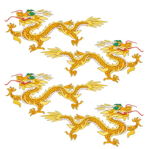 NBEADS 4 Stk. Chinesischer Drache gestickte Applikationen, Stickerei Patches Bügeln auf Patches Goldene Sew on Lace Patches für Hochzeitskleid Dekoration Reparatur Kleidung Rucksäcke Jeans Mützen NBEADS 4 Stk. Chinesischer Drache gestickte Applikationen, Stickerei Patches Bügeln auf Patches Goldene Sew on Lace Patches für Hochzeitskleid Dekoration Reparatur Kleidung Rucksäcke Jeans Mützen von nbeads