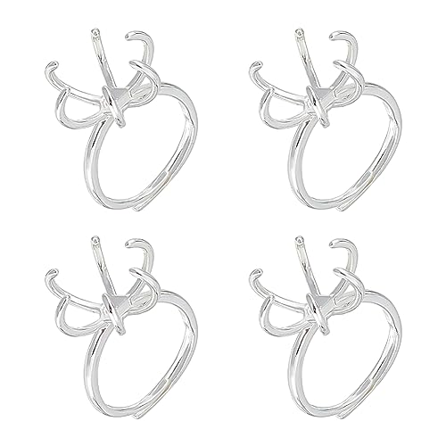 nbeads 4 STK. Klauenring Rohling, Einstellbare Messing Ring Bases 16.9mm 6 Prong Finger Ring Komponenten Claw Ring Base für DIY Ring Schmuck Machen, Silber nbeads 4 STK. Klauenring Rohling, Einstellbare Messing Ring Bases 16.9mm 6 Prong Finger Ring Komponenten Claw Ring Base für DIY Ring Schmuck Machen, Silber von nbeads
