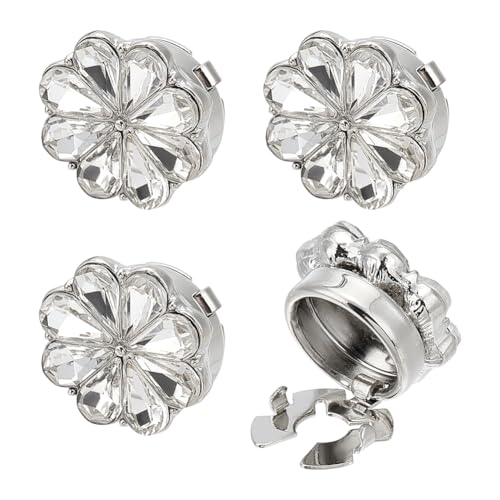 NBEADS 4 Stk. Strass-Knöpfe Abdeckung, Ärmel Blume Abnehmbare Hemdknopf-Clips Knöpfe Schmuck für Kleid Anzug Smoking Hemd Zubehör, Platin von nbeads