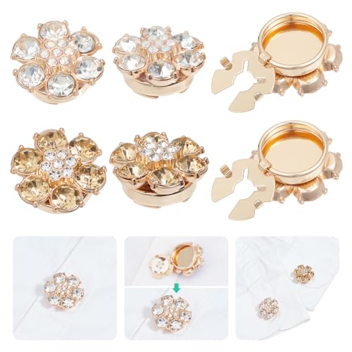 NBEADS 4 Stück 2 Farben Strass-Knöpfe Abdeckungen, 2.4x2.3cm Abnehmbare Hemdärmel Manschettenknöpfe aus Strass für Nähen Kleidung Verzierungen, Gold und Klar NBEADS 4 Stück 2 Farben Strass-Knöpfe Abdeckungen, 2.4x2.3cm Abnehmbare Hemdärmel Manschettenknöpfe aus Strass für Nähen Kleidung Verzierungen, Gold und Klar von nbeads