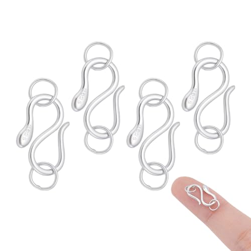 NBEADS 4 Stück S925 Sterling Silber S Hakenverschluss, S-Haken-Ösenverschluss Schmuckver binderverschluss Im Schlangendesign Mit Biegeringen Halskettenverkürzer Zur Schmuckherstellung, 1.35x0.9cm NBEADS 4 Stück S925 Sterling Silber S Hakenverschluss, S-Haken-Ösenverschluss Schmuckver binderverschluss Im Schlangendesign Mit Biegeringen Halskettenverkürzer Zur Schmuckherstellung, 1.35x0.9cm von nbeads
