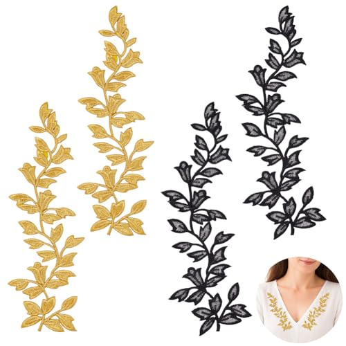 NBEADS 4 StückIn 2 Stilen Spitzen-Flicken Mit Waldblättern, Blätter Aufnäher Zum Aufbügeln Florale Bestickte Aufnäher DIY Blatt Kleidungsflicken Für Nähen Und Dekoration, Gold Und Schwarz NBEADS 4 StückIn 2 Stilen Spitzen-Flicken Mit Waldblättern, Blätter Aufnäher Zum Aufbügeln Florale Bestickte Aufnäher DIY Blatt Kleidungsflicken Für Nähen Und Dekoration, Gold Und Schwarz von nbeads