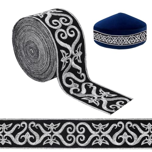 NBEADS 4.5m Schwarz Silber Jacquard-Farbband Trim, 4.85cm Breite Florale Verzierung Aufbügeln Stickerei gewebtes Band Fransen Band Stoff Trim für Nähen Kleidung Home Decor Hochzeit Tasche Riemen NBEADS 4.5m Schwarz Silber Jacquard-Farbband Trim, 4.85cm Breite Florale Verzierung Aufbügeln Stickerei gewebtes Band Fransen Band Stoff Trim für Nähen Kleidung Home Decor Hochzeit Tasche Riemen von nbeads