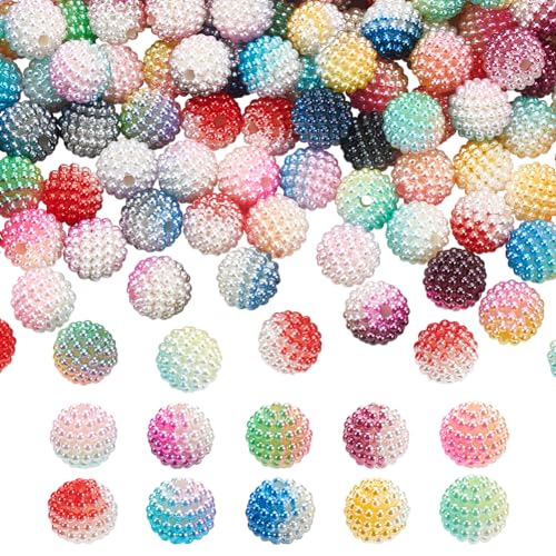 NBEADS 400 Stück 10 Farben Klobige Kaugummiperlen, Runde Harzperlen Bayberry-Perlen Discokugel-Perlen Lose Abstandsperlen Für Schmuckherstellung Armbänder Halsketten DIY-Handwerk, Loch: 2.5mm von nbeads
