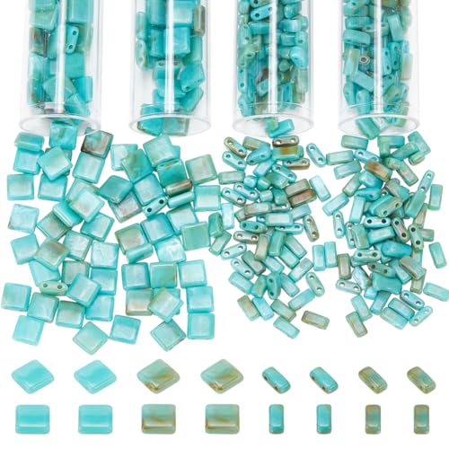 NBEADS 440 Stk. 2 Stile Acryl Tila Perlen, 5.2x5.2mm und 2.3x5.2mm Acryl Perlen 2-Loch Tila-Perlen Opaque Acryl Abstandshalter Perlen für Schmuck Halskette Armband Ohrring, Dunkles Türkis NBEADS 440 Stk. 2 Stile Acryl Tila Perlen, 5.2x5.2mm und 2.3x5.2mm Acryl Perlen 2-Loch Tila-Perlen Opaque Acryl Abstandshalter Perlen für Schmuck Halskette Armband Ohrring, Dunkles Türkis von nbeads