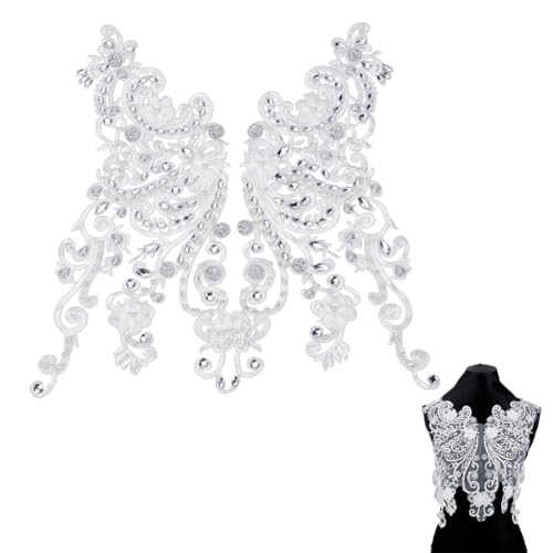 NBEADS 44x47cm Spitze Strass Applikation, Strass Blumen Spitzen Applikation Blumen Stein Spitzenstoff Bestickte Perlen Blumenapplikation Aufnäher Für Brautkleider Und Partykleider DIY Anpassung, Weiß NBEADS 44x47cm Spitze Strass Applikation, Strass Blumen Spitzen Applikation Blumen Stein Spitzenstoff Bestickte Perlen Blumenapplikation Aufnäher Für Brautkleider Und Partykleider DIY Anpassung, Weiß von nbeads