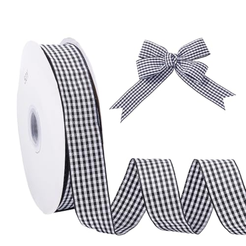 NBEADS 45,7 m Polyester-Gingham-Band, 2,5 cm, schwarz-weiß kariertes Schottenkaromuster, Dekorationsband zum Basteln, Geschenkverpacken, Haarschleifen, Basteln, Geburtstagsparty NBEADS 45,7 m Polyester-Gingham-Band, 2,5 cm, schwarz-weiß kariertes Schottenkaromuster, Dekorationsband zum Basteln, Geschenkverpacken, Haarschleifen, Basteln, Geburtstagsparty von nbeads
