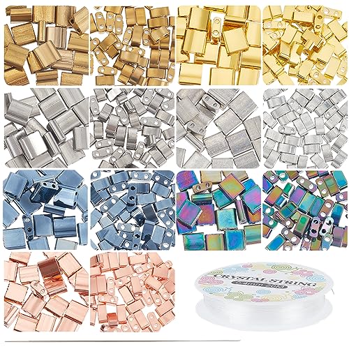 nbeads 455 Stück 2 Größen Tila-Perlen, 2-Loch Glas Saatgut Perlen 7 Farben Rechteckige Glasperlen Japanische Glasperlen für Armband-Halskette-Ohrring-Schmuck Machen DIY-Armband Making Kit nbeads 455 Stück 2 Größen Tila-Perlen, 2-Loch Glas Saatgut Perlen 7 Farben Rechteckige Glasperlen Japanische Glasperlen für Armband-Halskette-Ohrring-Schmuck Machen DIY-Armband Making Kit von nbeads