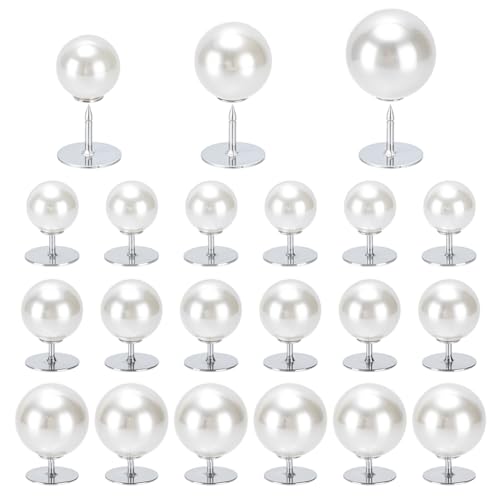 NBEADS 48 Stück 3 Größe Perlenknöpfe Keine Nähknöpfe, Perle Brosche Pins Reusable Für Kleidung Diy Hemd Bluse Kleid Pullover Schal, Beige (10/12.5/14mm /0.39/0.49/0.55 Zoll) von nbeads