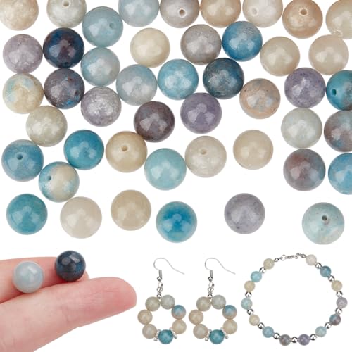 NBEADS 49 Stk. Natürliche Trolleit-Perlen, 8mm Natürlichen Runden Edelstein Lose Perlen für DIY-Schmuckherstellung, Loch: 0.7mm von nbeads