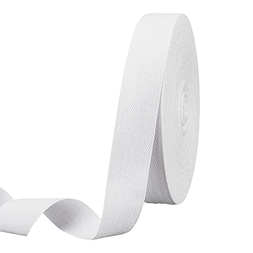 NBEADS 49 Yards (45m) / Roll Baumwolle gurtband, 35mm Breite Fischgrät Baumwolle Webbings Baumwolle Twill Tape Bänder Baumwolle Fischgrätenschnüre Für Das Stricken Nähen DIY Handwerk, Weiß von nbeads