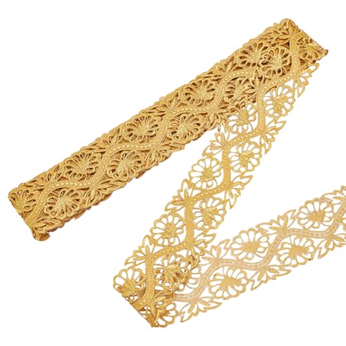 NBEADS 4m Gold Stickerei Polyester Bänder, 6cm breit zum Aufnähen Goldruten-Spitzenborte Metallische Blumenspitze zum Aufbügeln für Nähen Kostüme Kleider Home Decor Garment Zubehör NBEADS 4m Gold Stickerei Polyester Bänder, 6cm breit zum Aufnähen Goldruten-Spitzenborte Metallische Blumenspitze zum Aufbügeln für Nähen Kostüme Kleider Home Decor Garment Zubehör von nbeads