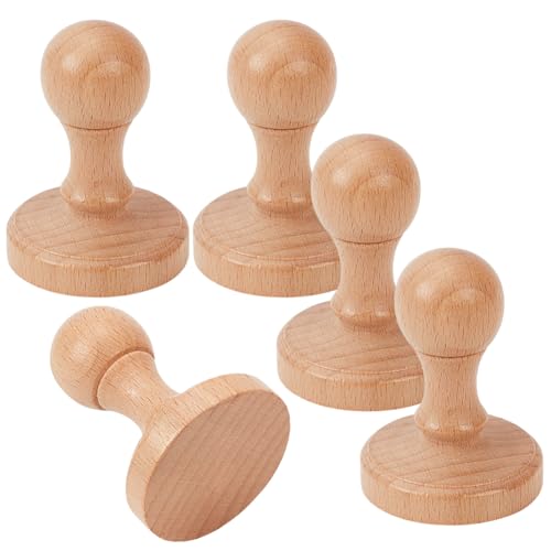 NBEADS 5 Stk. Unfertige Holzstempel Griff, Rund 4,5 cm Blanko Stempel Holz Schubladengriffe für DIY Basteln Scrapbooking von nbeads