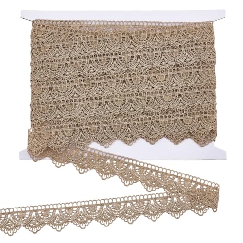 NBEADS 5.49 m Spitzenband, 3cm Breiter Metallischer Spitzenbesatz Vintage Spitzenband Florale Bastelspitze Für Brautkleider Verzierung Dekoration Kleidung, Kokosnuss Brown von nbeads