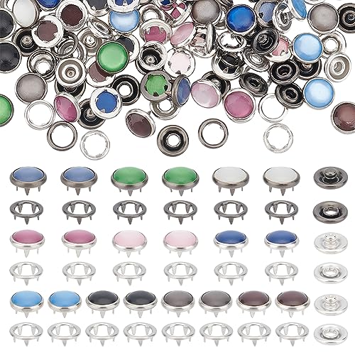 NBEADS 50 Sätze 10 Farben Messing Druckknöpfe, Dekorative Druckknöpfe Metall Kleidungsknöpfe Harz Perle Druckknöpfe Verschlüsse für Kleidung Rock Popper Studs DIY Nähen Kunsthandwerk von nbeads