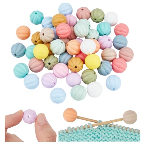 NBEADS 50 Stk. Laterne Stricknadel Stopper, Silikon-Stricknadelspitzen-Schützer Focal Perlen für Stifte Stitch Stoppers Supplies für DIY Handarbeiten, 14.5mm, Loch: 2mm von nbeads