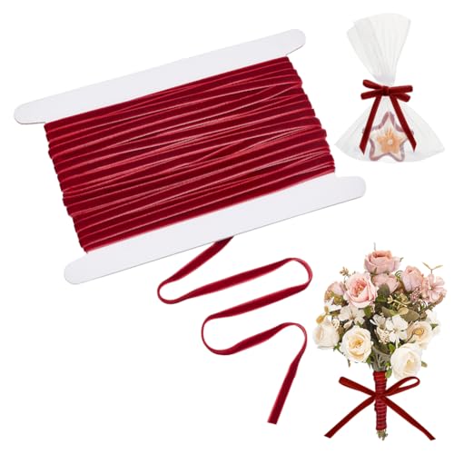 NBEADS 50 Yards Einseitiges Samtband, 6.5mm Einseitige Samtbänder Rolle Vintage Satinband Samt Stoff Bänder Trim für Hochzeit Geschenk Verpackung Haar Schleifen Home Dekoration, Dunkelrot NBEADS 50 Yards Einseitiges Samtband, 6.5mm Einseitige Samtbänder Rolle Vintage Satinband Samt Stoff Bänder Trim für Hochzeit Geschenk Verpackung Haar Schleifen Home Dekoration, Dunkelrot von nbeads