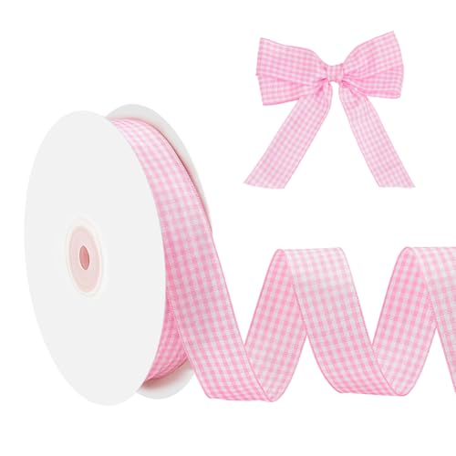 NBEADS 50 Yards Gingham Bänder, 2.5cm Kariertes Bänder 100% Polyester Gewebter Rand Kariertes Bänder Schottisches Bänder Zum Verpacken von Geschenken Party Dekoration, Perle Rosa NBEADS 50 Yards Gingham Bänder, 2.5cm Kariertes Bänder 100% Polyester Gewebter Rand Kariertes Bänder Schottisches Bänder Zum Verpacken von Geschenken Party Dekoration, Perle Rosa von nbeads