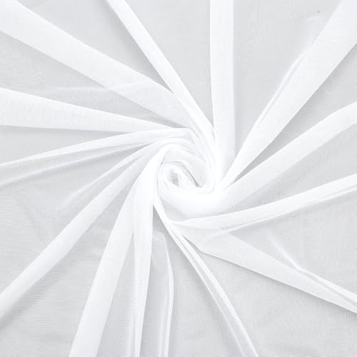 NBEADS 500,4 cm weißer Netzstoff, 160 cm breites Polyester-Netzgewebe, Nylon, Spandex, Power-Mesh-Gewebe pro Yard für Heimwerker, Handwerk, Zubehör, Nähen, Braut, Kleid, Dekoration, Weiß von nbeads
