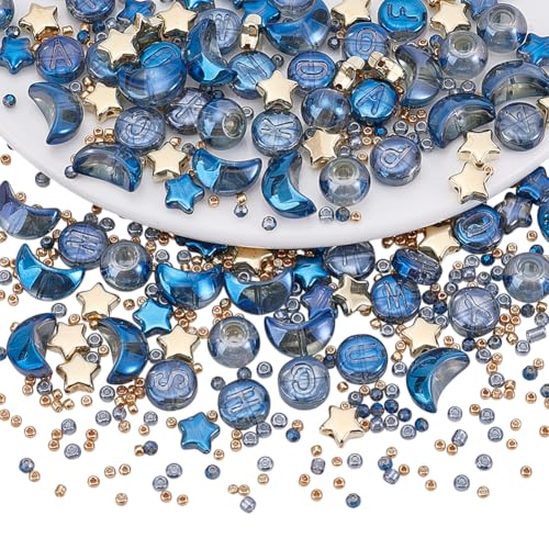 NBEADS 505 Pieces Stern Mond Geformte Perlen, Abstandshalter Verschiedene Perlen Ästhetische Perlen Für Die Herstellung Von Armbändern Halsketten Anhängern Und Ohrringen, Dunkelblaue NBEADS 505 Pieces Stern Mond Geformte Perlen, Abstandshalter Verschiedene Perlen Ästhetische Perlen Für Die Herstellung Von Armbändern Halsketten Anhängern Und Ohrringen, Dunkelblaue von nbeads