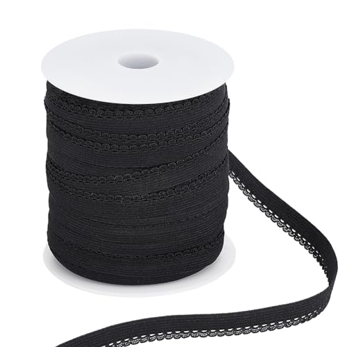NBEADS 50m Elastisches Band, Etwa 1cm Breite Flache Elastische Kordeln Elastisches Band Mit Gewellter Kante Elastisches Chinlon-Band Zum Nähen von Hosenbund Hosen Taille Bekleidungszubehör, Schwarz NBEADS 50m Elastisches Band, Etwa 1cm Breite Flache Elastische Kordeln Elastisches Band Mit Gewellter Kante Elastisches Chinlon-Band Zum Nähen von Hosenbund Hosen Taille Bekleidungszubehör, Schwarz von nbeads