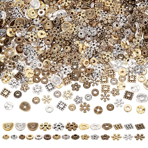 NBEADS 540 Stk. 9 Stile Legierung Abstandshalter Perlen, Lose Metallperlen Tibetische Antike Perlen Schmuck Lose Perlen für Armband Halskette Schmuck Markierung, Loch: 1-2.5mm NBEADS 540 Stk. 9 Stile Legierung Abstandshalter Perlen, Lose Metallperlen Tibetische Antike Perlen Schmuck Lose Perlen für Armband Halskette Schmuck Markierung, Loch: 1-2.5mm von nbeads