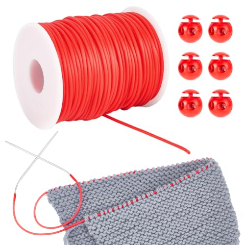 NBEADS 55 Yards Gummischnüre zum Nähen, 2mm Hohle Gummischlauch Strickschnur Stitch Keeper mit Cord Locks zum Halten von Stichen Armband Halskette Perlen und Schmuck Machen, Rot NBEADS 55 Yards Gummischnüre zum Nähen, 2mm Hohle Gummischlauch Strickschnur Stitch Keeper mit Cord Locks zum Halten von Stichen Armband Halskette Perlen und Schmuck Machen, Rot von nbeads