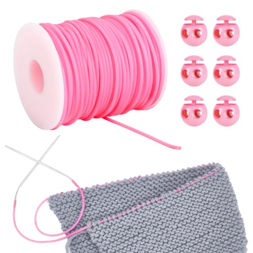 NBEADS 55 Yards Gummischnüre zum Nähen, 2mm Hohle Gummischlauch-Strickschnur Stitch Keeper mit Cord Locks zum Halten von Stichen Armband Halskette Sicken und Schmuck Machen, Heißes Rosa NBEADS 55 Yards Gummischnüre zum Nähen, 2mm Hohle Gummischlauch-Strickschnur Stitch Keeper mit Cord Locks zum Halten von Stichen Armband Halskette Sicken und Schmuck Machen, Heißes Rosa von nbeads