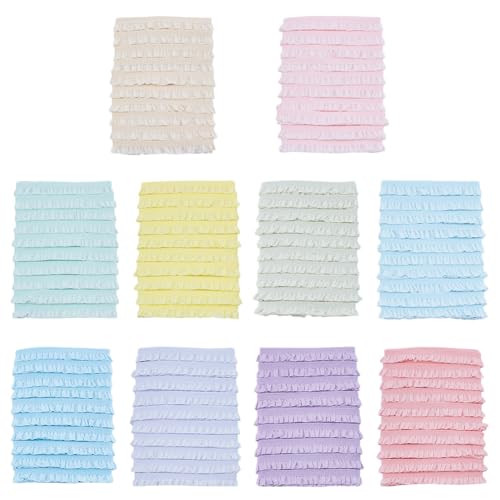 NBEADS 5m 10 Farben Elastischer Plissierter Spitzenbesatz, Nylon Spitzenbesatz Mini Spitzendekoration Rüschenrand Spitzenband Für Kleidung Dekoration Nähen Basteln von nbeads