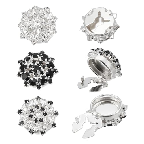 NBEADS 6 Stk. 3 Farben Strass Knöpfe Abdeckung, Ärmel Blume Abnehmbare Hemdknopf-Clips Knöpfe Schmuck für Kleid Anzug Smoking Hemd Zubehör von nbeads