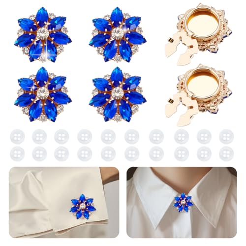 NBEADS 6 Stk. Strass-Knöpfe Abdeckung, Ärmel Blume Knöpfe Abdeckung Kits Abnehmbare Hemdknopf-Clips mit 20 Stk. 4-Loch Plastikknöpfe für Kleid Anzug Smoking Hemd Zubehör, Blau NBEADS 6 Stk. Strass-Knöpfe Abdeckung, Ärmel Blume Knöpfe Abdeckung Kits Abnehmbare Hemdknopf-Clips mit 20 Stk. 4-Loch Plastikknöpfe für Kleid Anzug Smoking Hemd Zubehör, Blau von nbeads