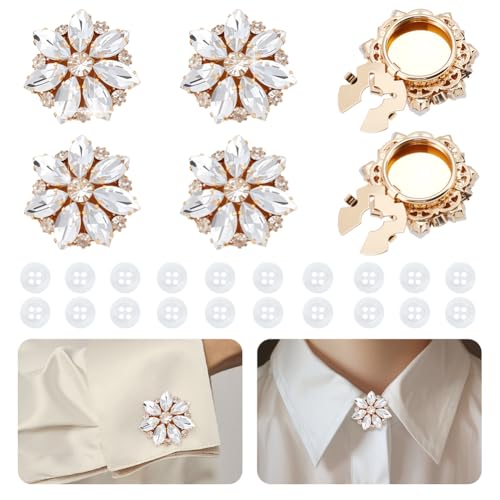 NBEADS 6 Stk. Strass-Knöpfe Abdeckung, Ärmel Blume Knöpfe Abdeckung Kits Abnehmbare Hemdknopf-Clips mit 20 Stk. 4-Loch Plastikknöpfe für Kleid Anzug Smoking Hemd Zubehör, Kristall NBEADS 6 Stk. Strass-Knöpfe Abdeckung, Ärmel Blume Knöpfe Abdeckung Kits Abnehmbare Hemdknopf-Clips mit 20 Stk. 4-Loch Plastikknöpfe für Kleid Anzug Smoking Hemd Zubehör, Kristall von nbeads
