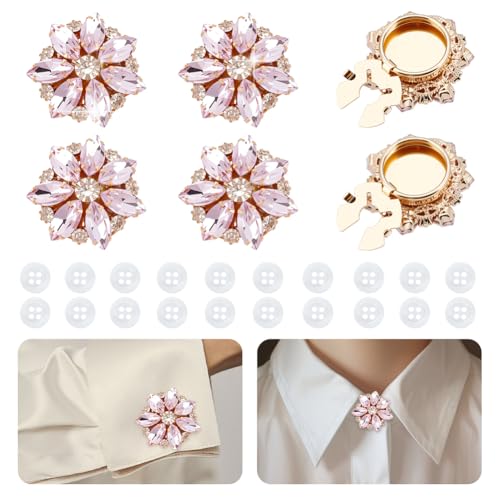 NBEADS 6 Stk. Strass-Knöpfe Abdeckung, Ärmel Blume Knöpfe Abdeckung Kits Abnehmbare Hemdknopf-Clips mit 20 Stk. 4-Loch Plastikknöpfe für Kleid Anzug Smoking Hemd Zubehör, Rosaline NBEADS 6 Stk. Strass-Knöpfe Abdeckung, Ärmel Blume Knöpfe Abdeckung Kits Abnehmbare Hemdknopf-Clips mit 20 Stk. 4-Loch Plastikknöpfe für Kleid Anzug Smoking Hemd Zubehör, Rosaline von nbeads