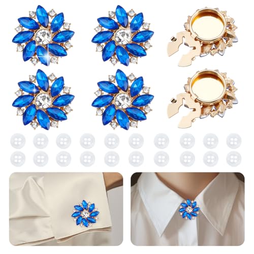 NBEADS 6 Stk. Strass-Knopf-Abdeckungen, 2.7cm Blume abnehmbare Hemdknopf-Clips mit 20 Stk. 4-Loch Plastikknöpfe für Nähen Kleidung Verzierungen, Capriblau NBEADS 6 Stk. Strass-Knopf-Abdeckungen, 2.7cm Blume abnehmbare Hemdknopf-Clips mit 20 Stk. 4-Loch Plastikknöpfe für Nähen Kleidung Verzierungen, Capriblau von nbeads