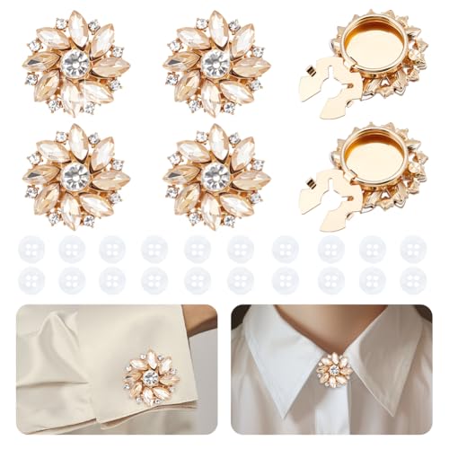 NBEADS 6 Stk. Strass-Knopf-Abdeckungen, 2.7cm Blume abnehmbare Hemdknopf-Clips mit 20 Stk. 4-Loch Plastikknöpfe für Nähen Kleidung Verzierungen, Goldene NBEADS 6 Stk. Strass-Knopf-Abdeckungen, 2.7cm Blume abnehmbare Hemdknopf-Clips mit 20 Stk. 4-Loch Plastikknöpfe für Nähen Kleidung Verzierungen, Goldene von nbeads