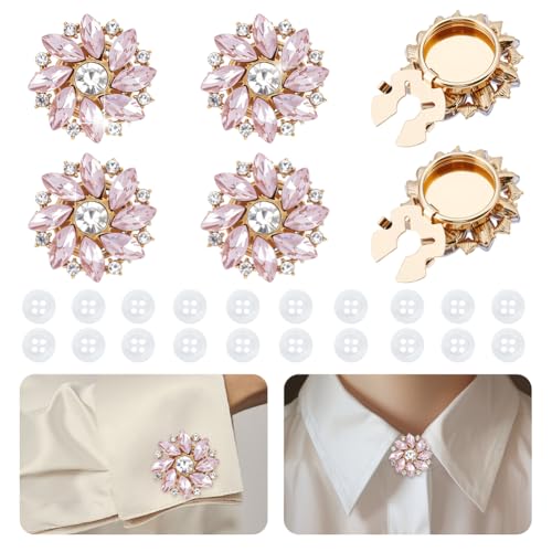 NBEADS 6 Stk. Strass-Knopf-Abdeckungen, 2.7cm Blume abnehmbare Hemdknopf-Clips mit 20 Stk. 4-Loch Plastikknöpfe für Nähen Kleidung Verzierungen, Helles Padparadscha NBEADS 6 Stk. Strass-Knopf-Abdeckungen, 2.7cm Blume abnehmbare Hemdknopf-Clips mit 20 Stk. 4-Loch Plastikknöpfe für Nähen Kleidung Verzierungen, Helles Padparadscha von nbeads