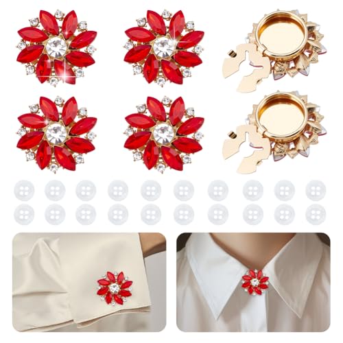 NBEADS 6 Stk. Strass-Knopf-Abdeckungen, 2.7cm Blume abnehmbare Hemdknopf-Clips mit 20 Stk. 4-Loch Plastikknöpfe für Nähen Kleidung Verzierungen, Rubin NBEADS 6 Stk. Strass-Knopf-Abdeckungen, 2.7cm Blume abnehmbare Hemdknopf-Clips mit 20 Stk. 4-Loch Plastikknöpfe für Nähen Kleidung Verzierungen, Rubin von nbeads