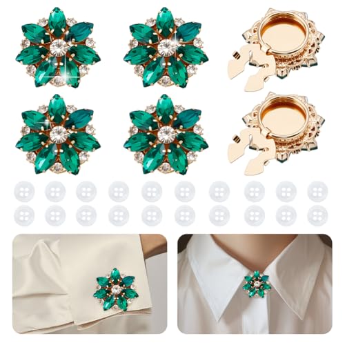 NBEADS 6 Stk. Strass-Knopf-Abdeckungen, 2.7cm Blume abnehmbare Hemdknopf-Clips mit 20 Stk. 4-Loch Plastikknöpfe für Nähen Kleidung Verzierungen, Smaragd NBEADS 6 Stk. Strass-Knopf-Abdeckungen, 2.7cm Blume abnehmbare Hemdknopf-Clips mit 20 Stk. 4-Loch Plastikknöpfe für Nähen Kleidung Verzierungen, Smaragd von nbeads