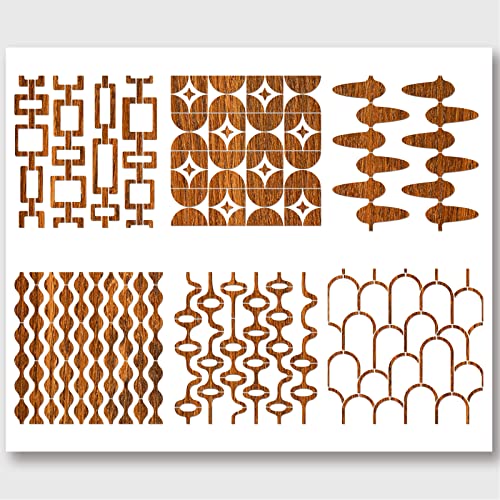 NBEADS 6 Stück 6 Stile Retro-Fliesenschablonen, Mitte des Jahrhunderts, moderne Malschablone, Tempalte, DIY, Kunst, Handwerk, Malerei, Wandschablonen, 30 x 30 cm, zum Malen auf Holz, Leinwand, Papier, NBEADS 6 Stück 6 Stile Retro-Fliesenschablonen, Mitte des Jahrhunderts, moderne Malschablone, Tempalte, DIY, Kunst, Handwerk, Malerei, Wandschablonen, 30 x 30 cm, zum Malen auf Holz, Leinwand, Papier, von nbeads