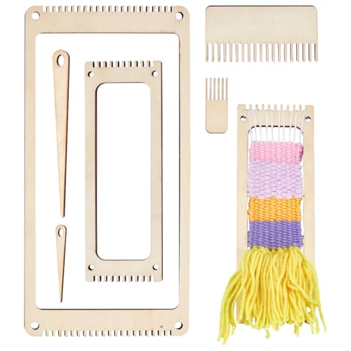 NBEADS 6 Stück Holzwebstuhl-Bausatz, Lesezeichen Webstuhl mit Webkamm und Weben Häkelnadel Stricken Loom Tools für Weberei-Anfänger und Liebhaber NBEADS 6 Stück Holzwebstuhl-Bausatz, Lesezeichen Webstuhl mit Webkamm und Weben Häkelnadel Stricken Loom Tools für Weberei-Anfänger und Liebhaber von nbeads